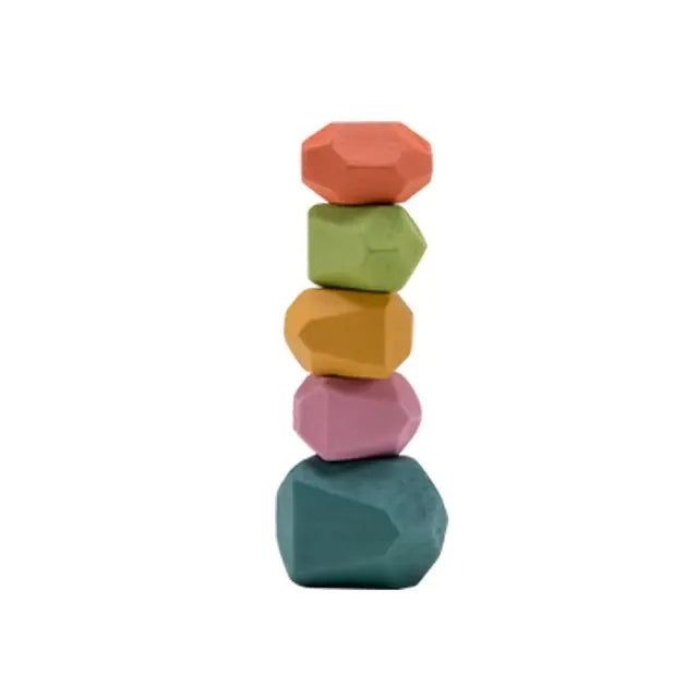 Rainbow Stones Building Blocks Colorful Wood Toy