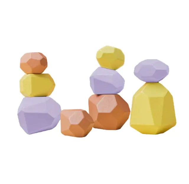 Rainbow Stones Building Blocks Colorful Wood Toy