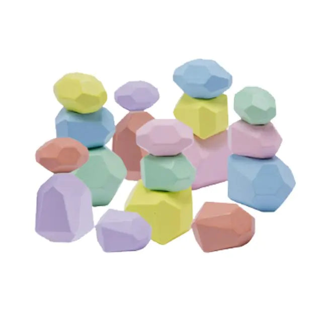 Rainbow Stones Building Blocks Colorful Wood Toy