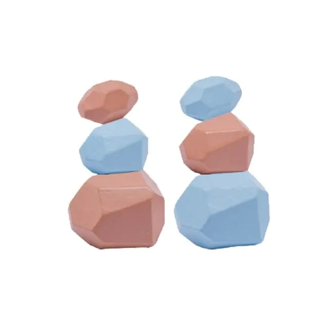 Rainbow Stones Building Blocks Colorful Wood Toy