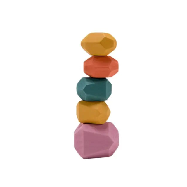 Rainbow Stones Building Blocks Colorful Wood Toy
