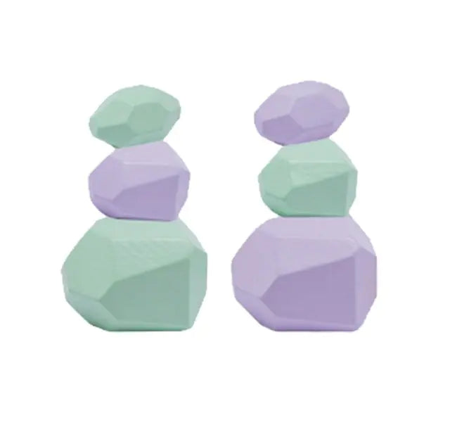 Rainbow Stones Building Blocks Colorful Wood Toy
