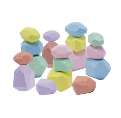 Rainbow Stones Building Blocks Colorful Wood Toy